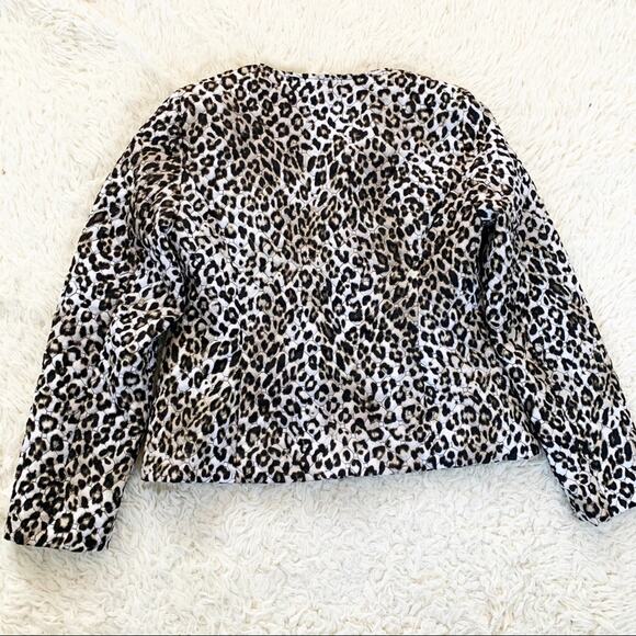 CHICO’S Leopard Quilted Neutral Animal Print Zip-up Blazer Jacket Small - Picture 5 of 11